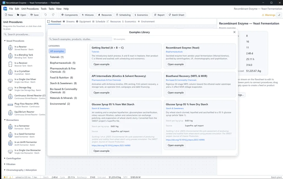 Examples Library window